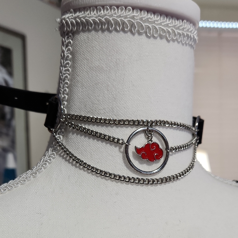 Naruto Shippuden Akatsuki Red Cloud Chain Choker Necklace